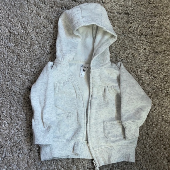 Carters 6mo hoodie heathered oatmeal 6m - Picture 1 of 3